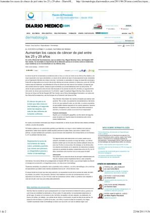 Diario Médico. Cáncer de piel.  Dr. Sánchez Viera. 20 de junio de 2011